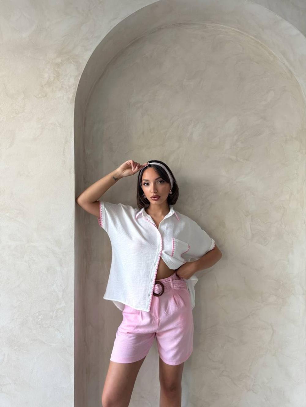 Kemerli Şort Pembe 